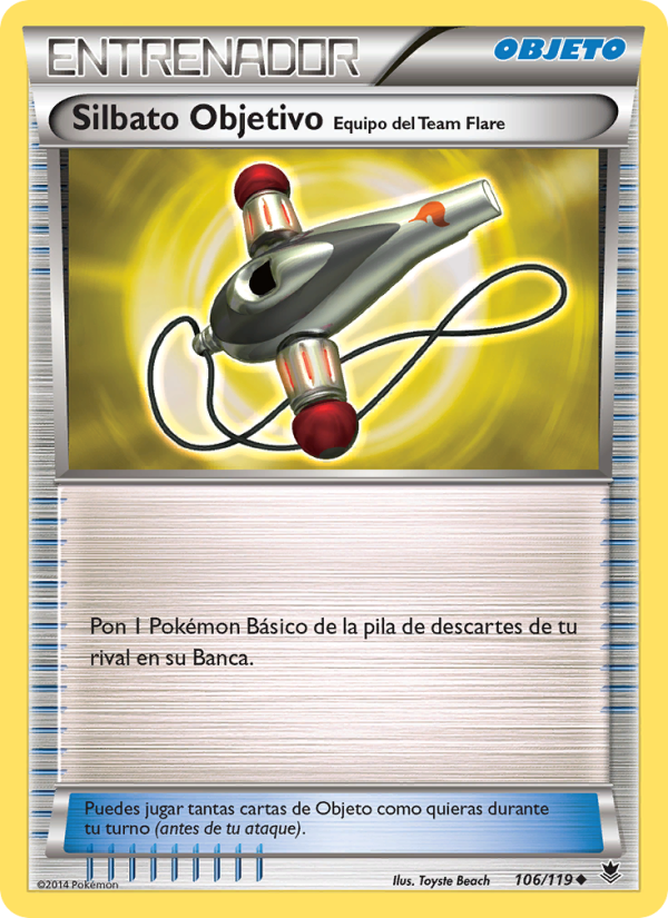 Silbato Objetivo Equipo del Team Flare 106 — Fuerzas Fantasmales (Spanish Pokémon TCG card)