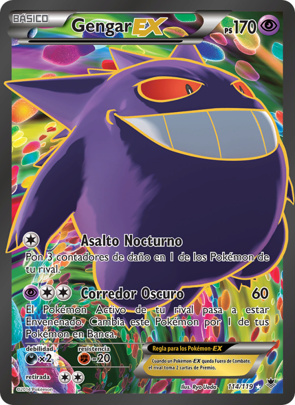 Gengar EX 114 — Fuerzas Fantasmales (Spanish Pokémon TCG card)