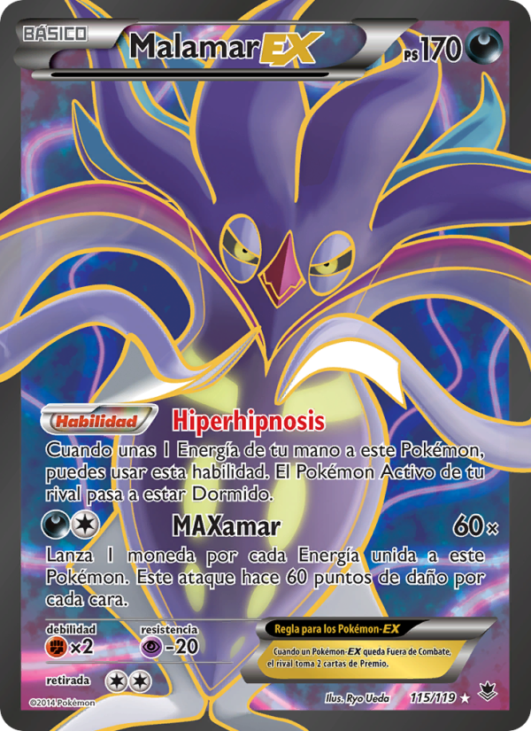 Malamar EX 115 — Fuerzas Fantasmales (Spanish Pokémon TCG card)
