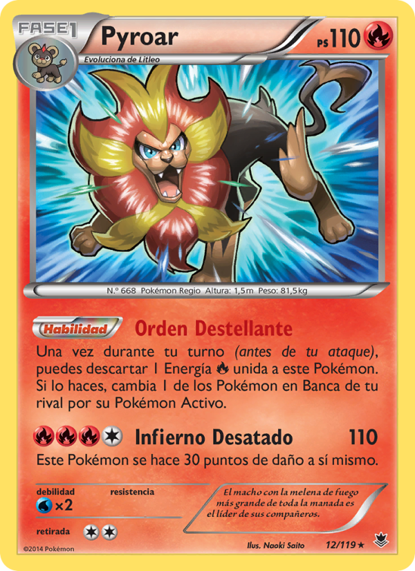 Pyroar 12 — Fuerzas Fantasmales (Spanish Pokémon TCG card)