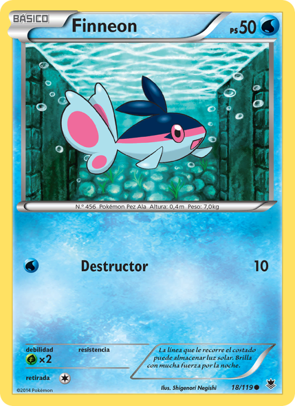 Finneon 18 — Fuerzas Fantasmales (Spanish Pokémon TCG card)