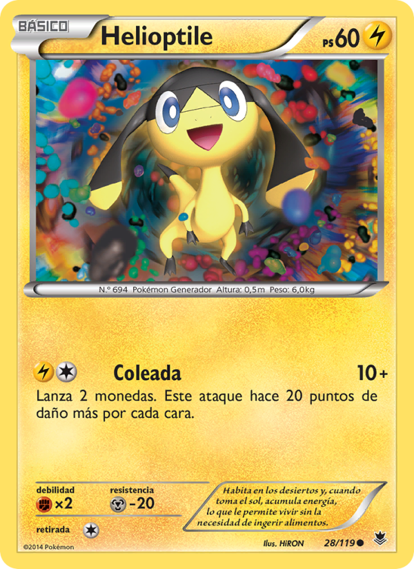 Helioptile 28 — Fuerzas Fantasmales (Spanish Pokémon TCG card)