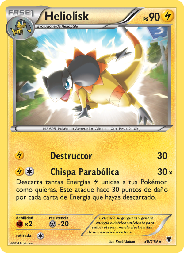 Heliolisk 30 — Fuerzas Fantasmales (Spanish Pokémon TCG card)