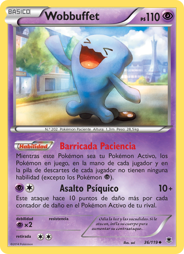 Wobbuffet 36 — Fuerzas Fantasmales (Spanish Pokémon TCG card)