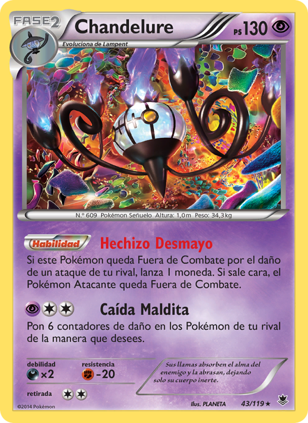 Chandelure 43 — Fuerzas Fantasmales (Spanish Pokémon TCG card)