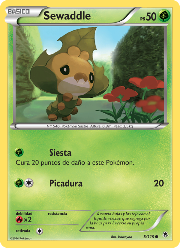 Sewaddle 5 — Fuerzas Fantasmales (Spanish Pokémon TCG card)