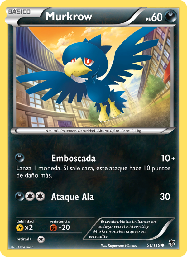 Murkrow 51 — Fuerzas Fantasmales (Spanish Pokémon TCG card)