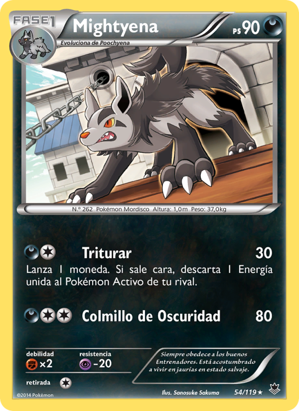 Mightyena 54 — Fuerzas Fantasmales (Spanish Pokémon TCG card)
