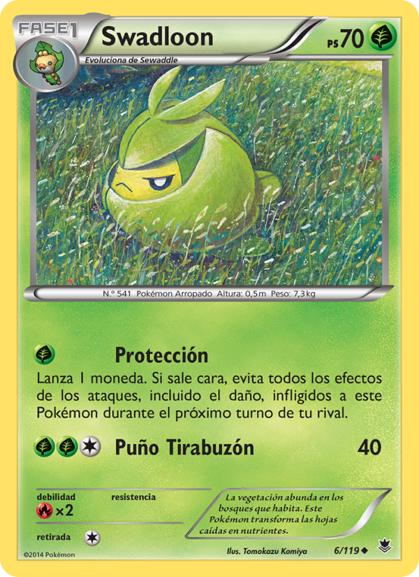 Swadloon 6 — Fuerzas Fantasmales (Spanish Pokémon TCG card)