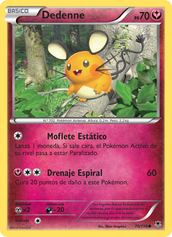 Dedenne 70 — Fuerzas Fantasmales (Spanish Pokémon TCG card)