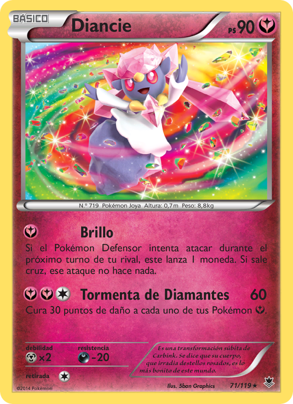 Diancie 71 — Fuerzas Fantasmales (Spanish Pokémon TCG card)