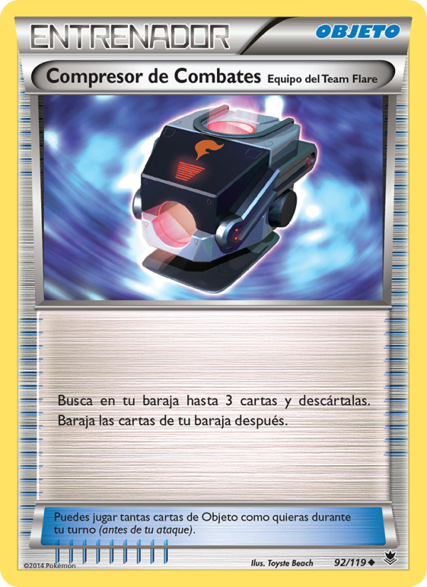 Compresor de Combates Equipo del Team Flare 92 — Fuerzas Fantasmales (Spanish Pokémon TCG card)