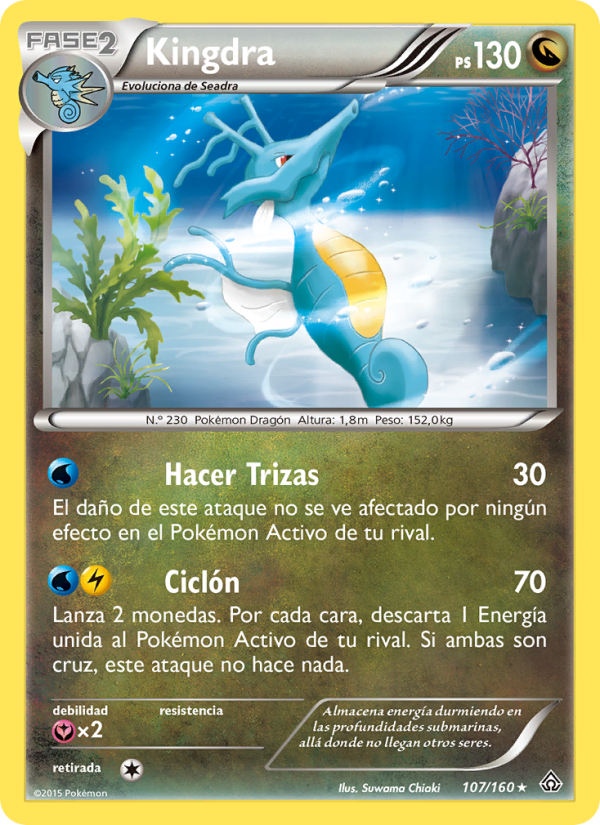 Kingdra 107 — Duelos Primigenios (Spanish Pokémon TCG card)