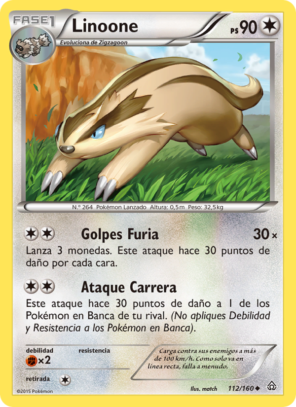 Linoone 112 — Duelos Primigenios (Spanish Pokémon TCG card)