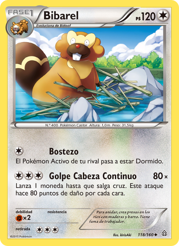Bibarel 118 — Duelos Primigenios (Spanish Pokémon TCG card)