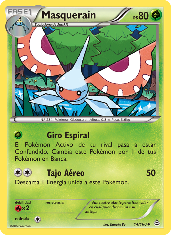 Masquerain 14 — Duelos Primigenios (Spanish Pokémon TCG card)
