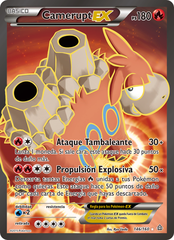 Camerupt EX 146 — Duelos Primigenios (Spanish Pokémon TCG card)
