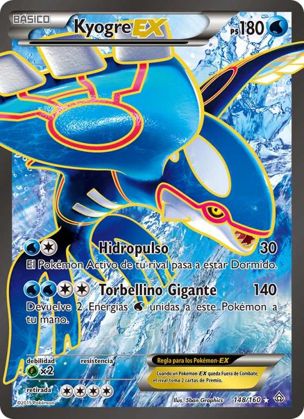 Kyogre EX 148 — Duelos Primigenios (Spanish Pokémon TCG card)