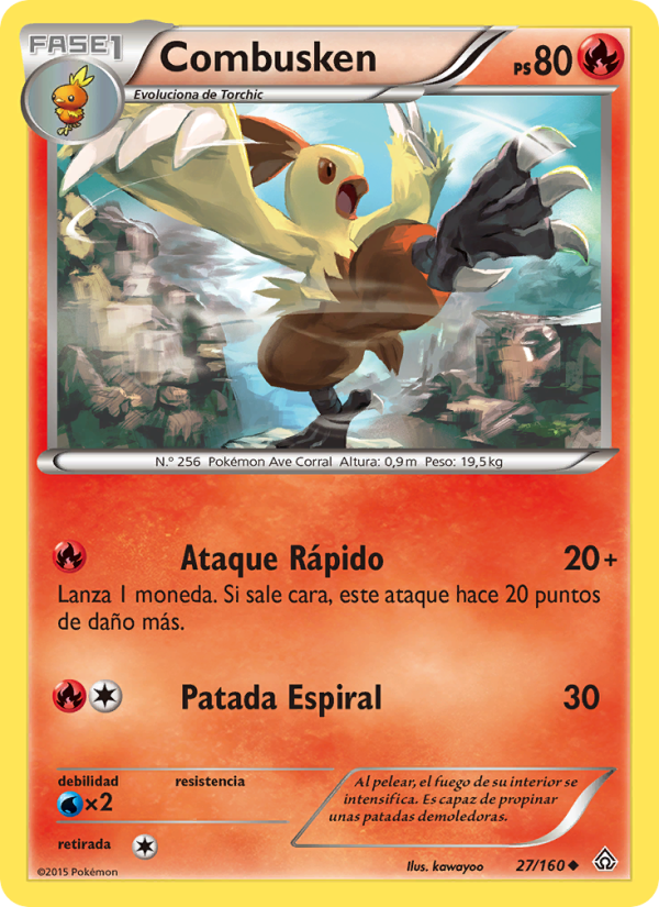 Combusken 27 — Duelos Primigenios (Spanish Pokémon TCG card)