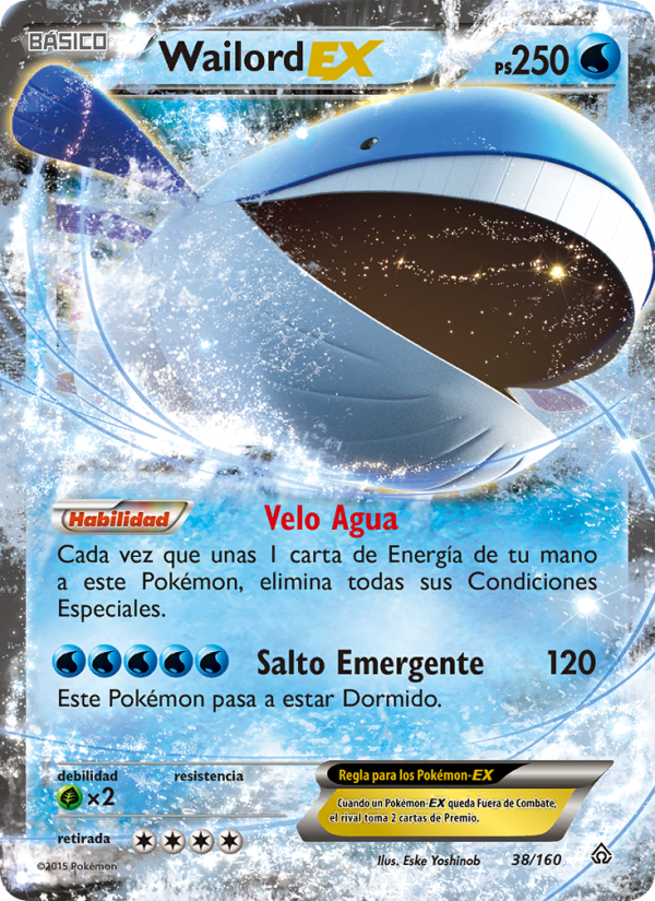 Wailord EX 38 — Duelos Primigenios (Spanish Pokémon TCG card)