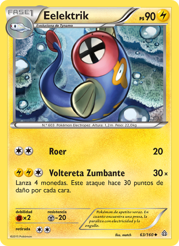 Eelektrik 63 — Duelos Primigenios (Spanish Pokémon TCG card)