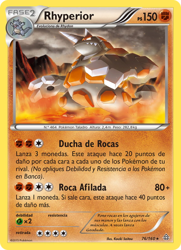 Rhyperior 76 — Duelos Primigenios (Spanish Pokémon TCG card)