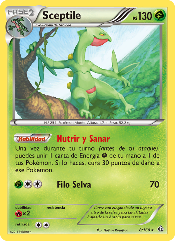 Sceptile 8 — Duelos Primigenios (Spanish Pokémon TCG card)