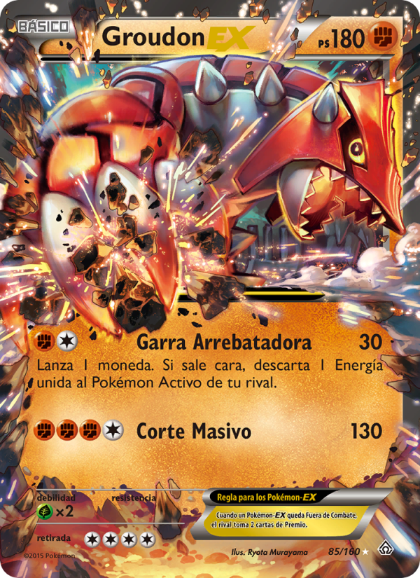 Groudon EX 85 — Duelos Primigenios (Spanish Pokémon TCG card)