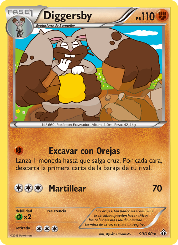 Diggersby 90 — Duelos Primigenios (Spanish Pokémon TCG card)