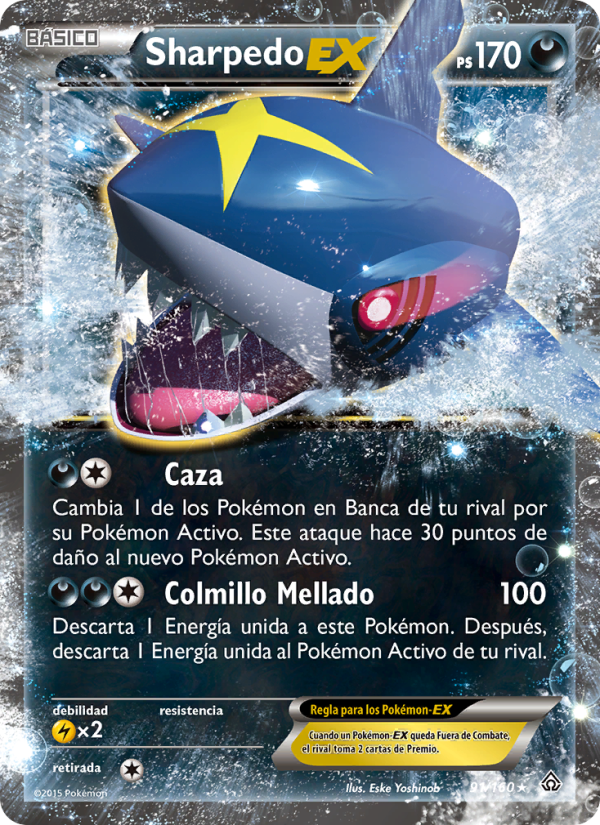 Sharpedo EX 91 — Duelos Primigenios (Spanish Pokémon TCG card)