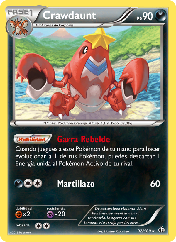 Crawdaunt 92 — Duelos Primigenios (Spanish Pokémon TCG card)