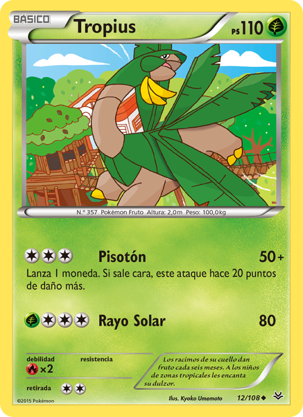 Tropius 12 — Cielos Rugientes (Spanish Pokémon TCG card)