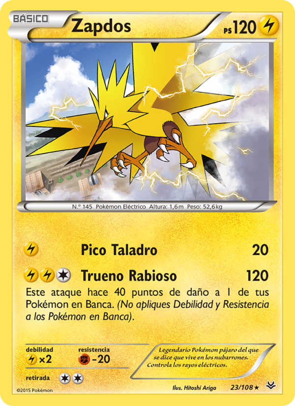 Zapdos 23 — Cielos Rugientes (Spanish Pokémon TCG card)