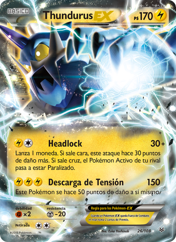 Thundurus EX 26 — Cielos Rugientes (Spanish Pokémon TCG card)