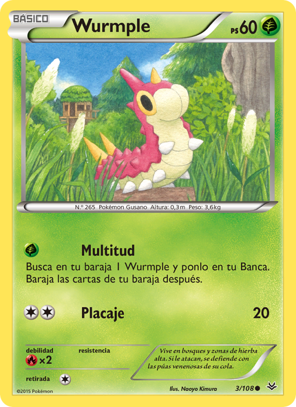 Wurmple 3 — Cielos Rugientes (Spanish Pokémon TCG card)