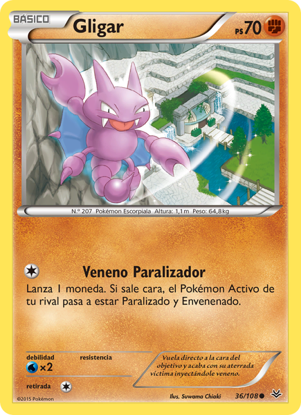 Gligar 36 — Cielos Rugientes (Spanish Pokémon TCG card)