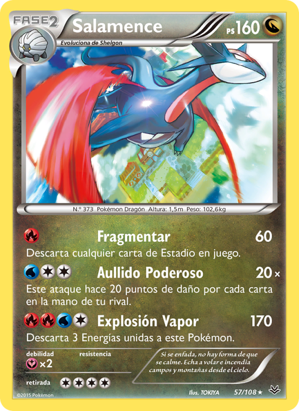 Salamence 57 — Cielos Rugientes (Spanish Pokémon TCG card)