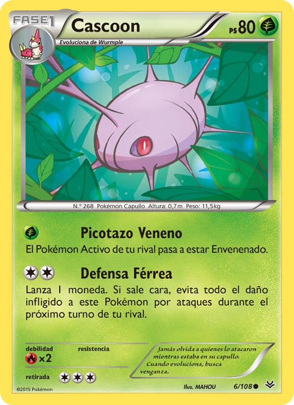 Cascoon 6 — Cielos Rugientes (Spanish Pokémon TCG card)