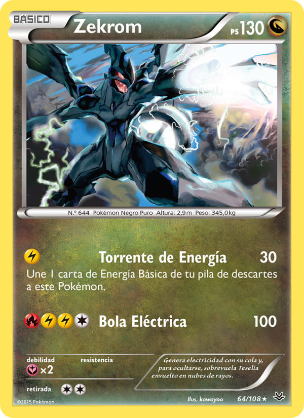 Zekrom 64 — Cielos Rugientes (Spanish Pokémon TCG card)