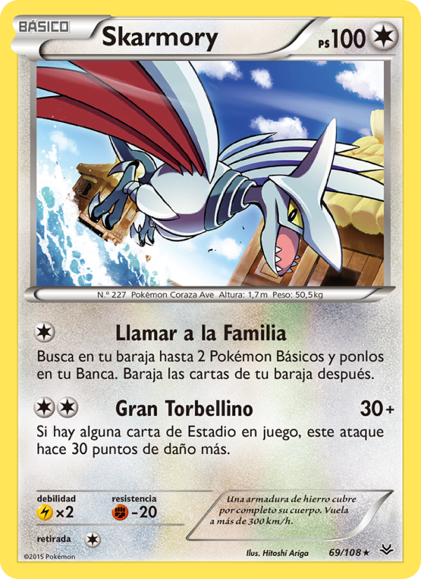 Skarmory 69 — Cielos Rugientes (Spanish Pokémon TCG card)