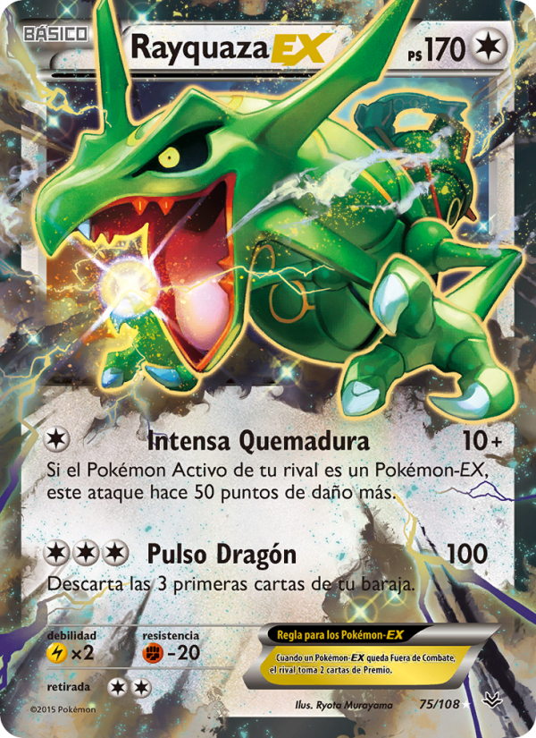 Rayquaza EX 75 — Cielos Rugientes (Spanish Pokémon TCG card)