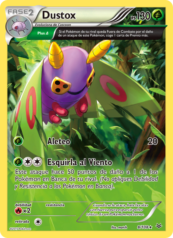 Dustox 8 — Cielos Rugientes (Spanish Pokémon TCG card)