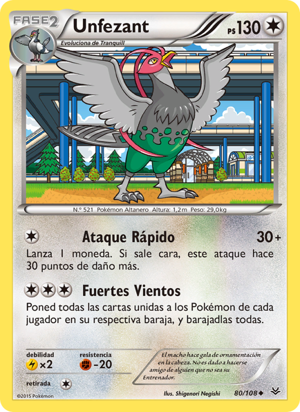 Unfezant 80 — Cielos Rugientes (Spanish Pokémon TCG card)