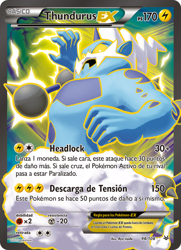 Thundurus EX 98 — Cielos Rugientes (Spanish Pokémon TCG card)