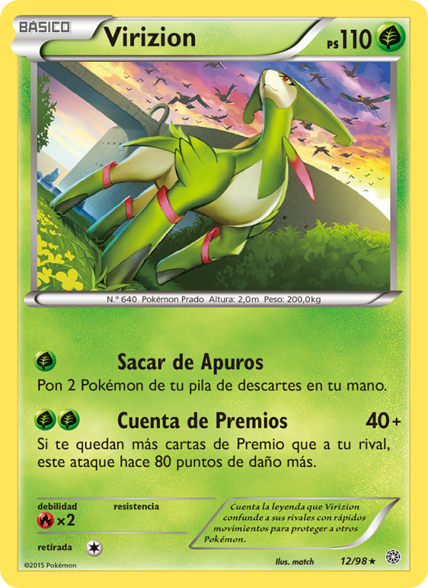 Virizion 12 — Antiguos Orígenes (Spanish Pokémon TCG card)