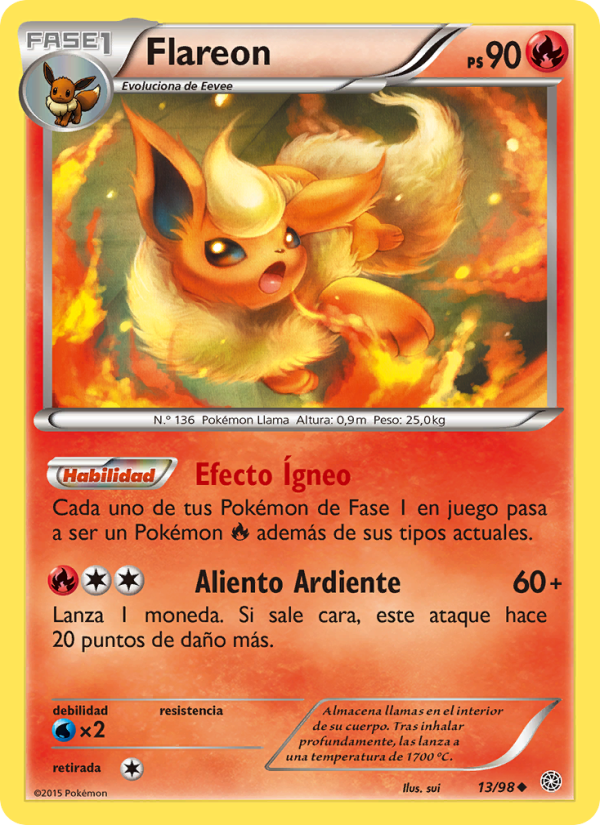 Flareon 13 — Antiguos Orígenes (Spanish Pokémon TCG card)