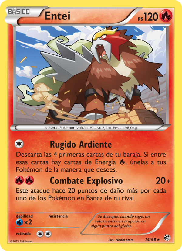 Entei 14 — Antiguos Orígenes (Spanish Pokémon TCG card)