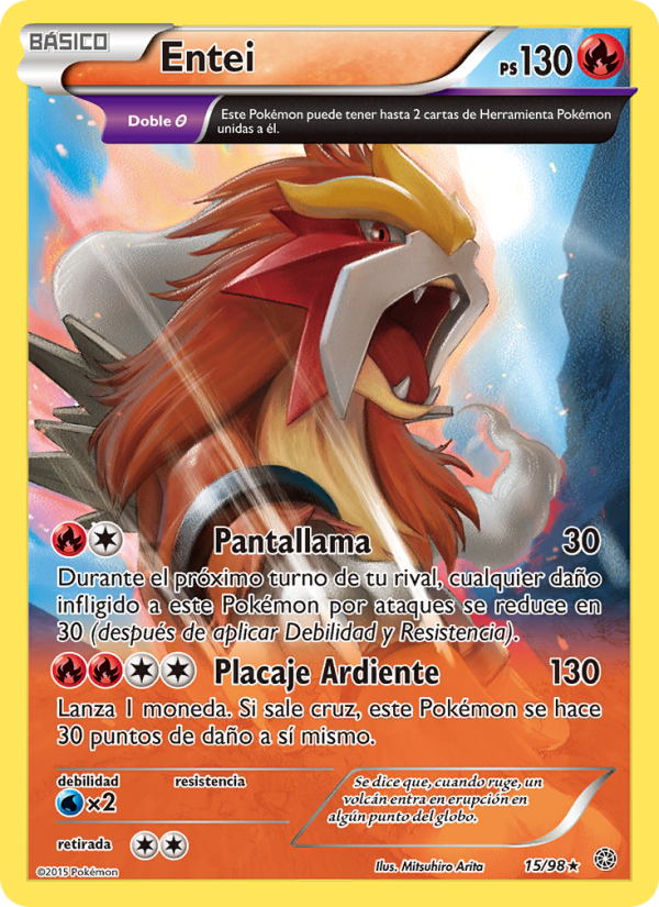 Entei 15 — Antiguos Orígenes (Spanish Pokémon TCG card)