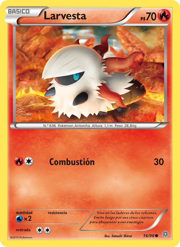 Larvesta 16 — Antiguos Orígenes (Spanish Pokémon TCG card)
