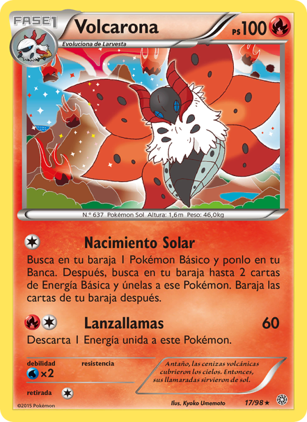 Volcarona 17 — Antiguos Orígenes (Spanish Pokémon TCG card)